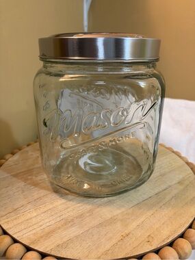 Mason Clear Glass Storage Jar with Silver Metal Lid